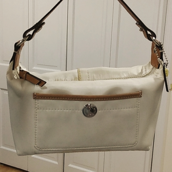 Coach Handbags - Coach Small White Satin Handbag 👜 CoachCute small